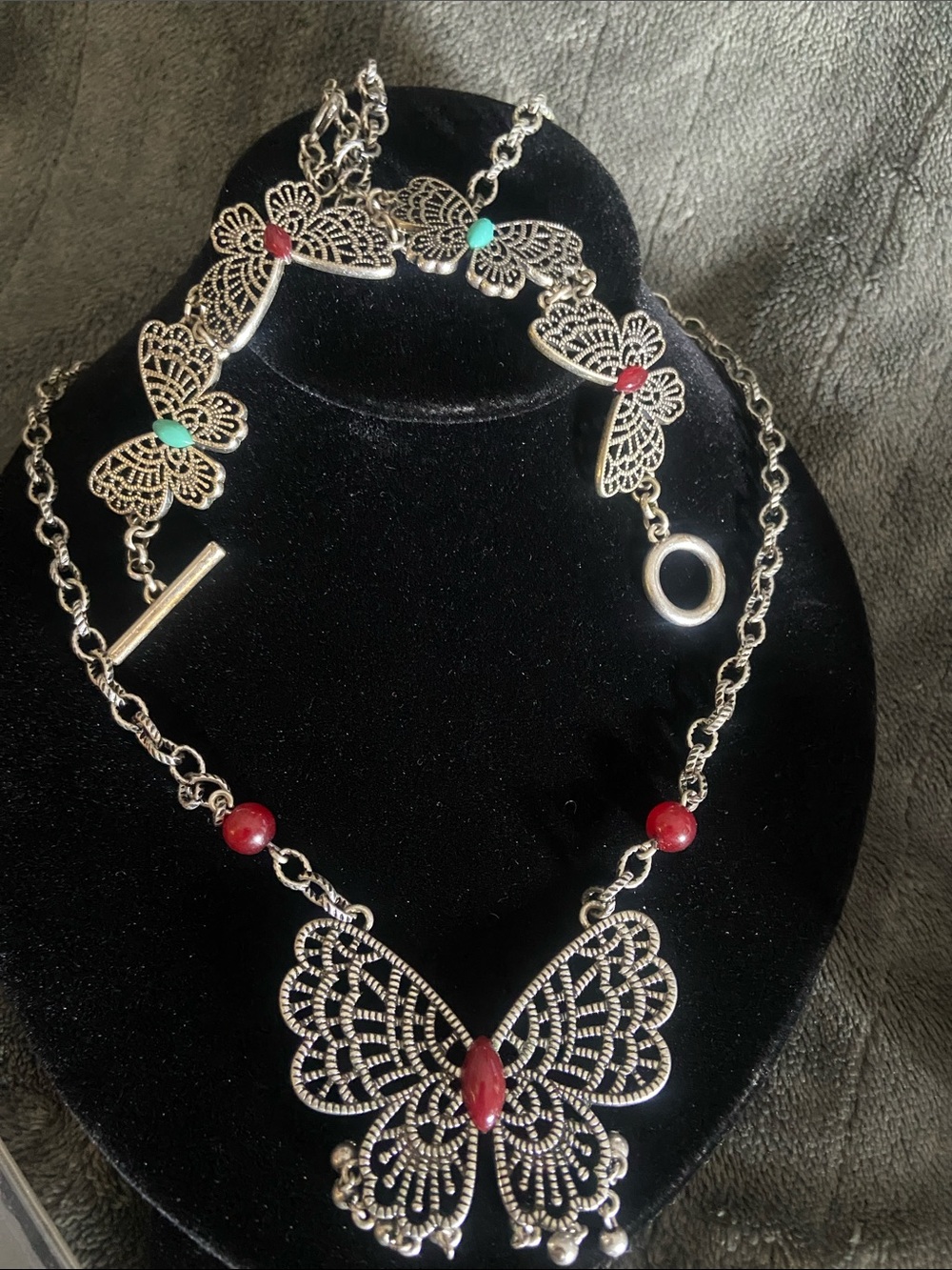 Vintage Sterling Butterfly Necklace/ Bracelet Set